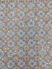 Light Purple Fabric with Multi Thread Embroidery
