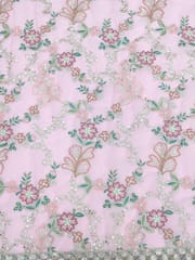 Baby Pink Georgette Fabric With Multi Colour Embroidery