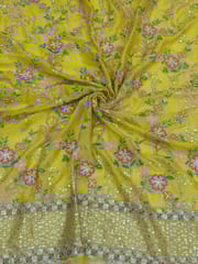 Yellow Georgette Fabric With Multi Colour Embroidery