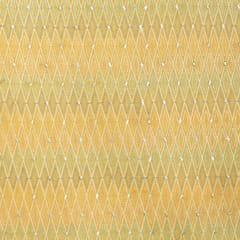 Yellow Colour Chanderi Zigzag Embroidered Fabric