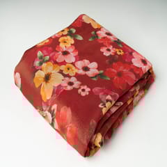 Red Colour Viscose Shimmer Georgette Printed Fabric