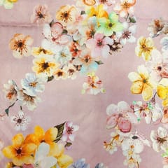 Pink Colour Viscose Shimmer Georgette Printed Fabric