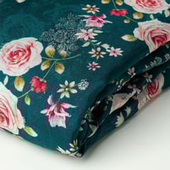 Green Colour Viscose Dola Silk Printed Jacquard Fabric