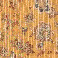 Yellow Colour High Quality Velvet Printed Fabric