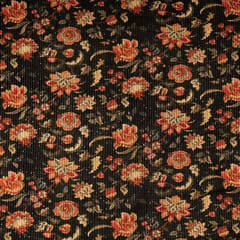 Bottle Green Colour Velvet Print with Sequins Embroidered Fabric