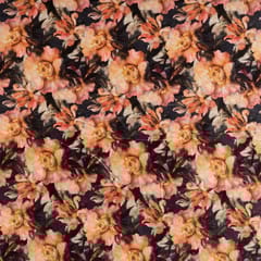 Yellow Colour High Quality Velvet Floral Printed Fabric