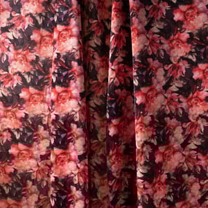 Red Colour High Quality Velvet Printed Fabric