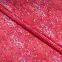 Pink Colour Modal Satin Printed Fabric