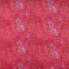 Pink Colour Modal Satin Printed Fabric