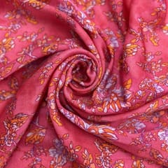 Pink Colour Modal Satin Printed Fabric