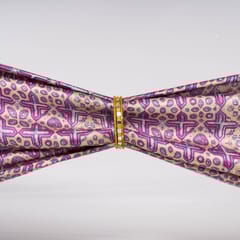 Purple & Yellow Colour Modal Satin Geometrical Printed Fabric