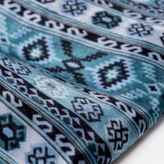 Blue Colour Viscose Silk Geometric Printed Fabric