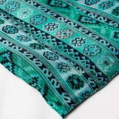 Blue Colour  Viscose Silk Geometric Printed Fabric
