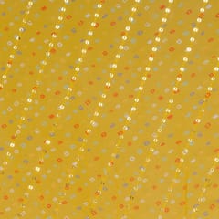 Yellow Colour Pure Viscose Georgette Bandhej Print with Embroidered Fabric