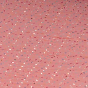 Pink Colour Pure Viscose Georgette Bandhej Print with Embroidered Fabric