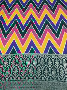 Multi Colour Dola Silk Jacquard Positioned Printed Fabric