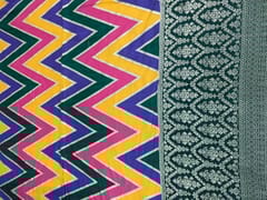 Multi Colour Dola Silk Jacquard Positioned Printed Fabric