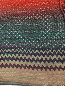 Ombre Colour Dola Silk Jacquard Positioned Printed Fabric