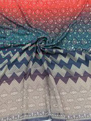 Ombre Colour Dola Silk Jacquard Positioned Printed Fabric