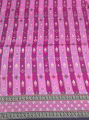 Pink Colour Dola Silk Jacquard Positioned Printed Fabric