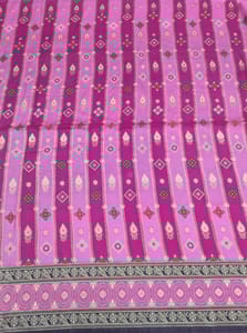 Pink Colour Dola Silk Jacquard Positioned Printed Fabric