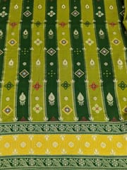 Green Colour Dola Silk Jacquard Positioned Printed Fabric