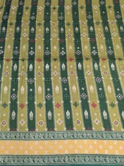 Green Colour Dola Silk Jacquard Positioned Printed Fabric