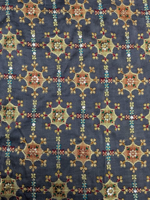 Charcoal Grey Positioned Printed Fabric