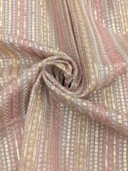 Dusty Pink Linen Fabric With Multi Colour Embroidery