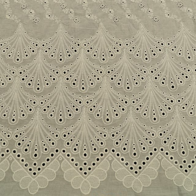 Dyeable Cotton Chikan Embroidered Fabric