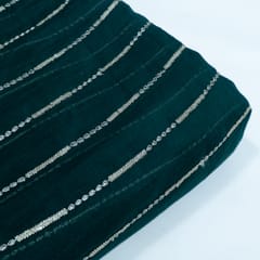 Bottle Green Color Chanderi Embroidered Fabric