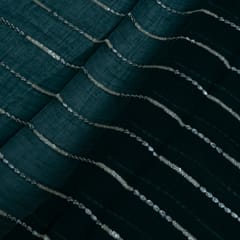 Bottle Green Color Chanderi Embroidered Fabric