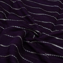 Purple Color Chanderi Embroidered Fabric