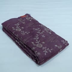 Purple Color Chanderi Embroidered Fabric