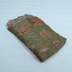 Mehendi Green Color Organza Embroidered Fabric