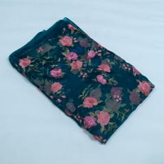 Bottle Green Color Pure Organza Embroidered Fabric