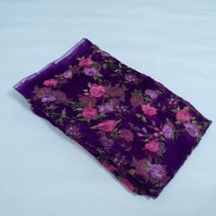 Purple Color Pure Organza Embroidered Fabric