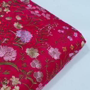 Rani Color Raw Silk Embroidered Fabric
