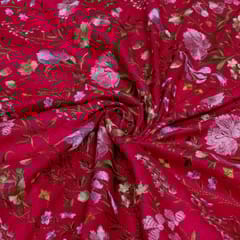 Rani Color Raw Silk Embroidered Fabric