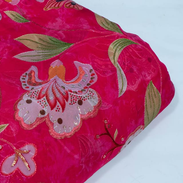 Rani Color Georgette Organza Embroidered Fabric