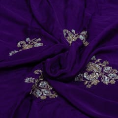 Purple Color Chinon Chiffon Embroidered Fabric