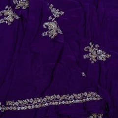 Purple Color Chinon Chiffon Embroidered Fabric