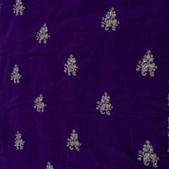Purple Color Chinon Chiffon Embroidered Fabric