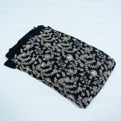 Black Color Crepe Embroidered Fabric