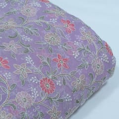 Lavender Color Georgette Embroidered Fabric