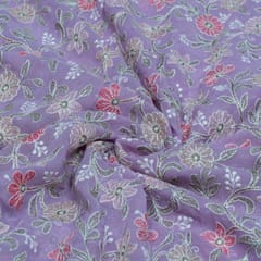 Lavender Color Georgette Embroidered Fabric