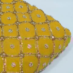 Yellow Color Georgette Embroidered Fabric