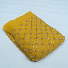Yellow Color Georgette Embroidered Fabric