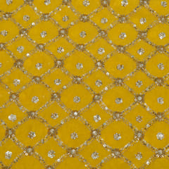 Yellow Color Georgette Embroidered Fabric