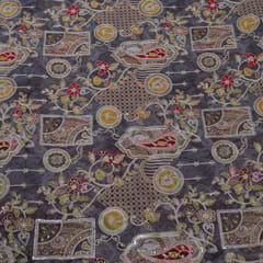 Grey Color Georgette Embroidered Fabric